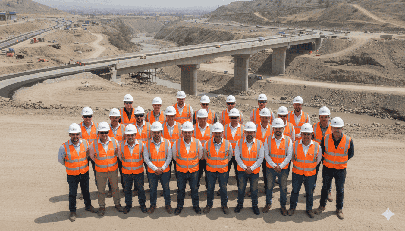 Equipo de trabajo con cascos